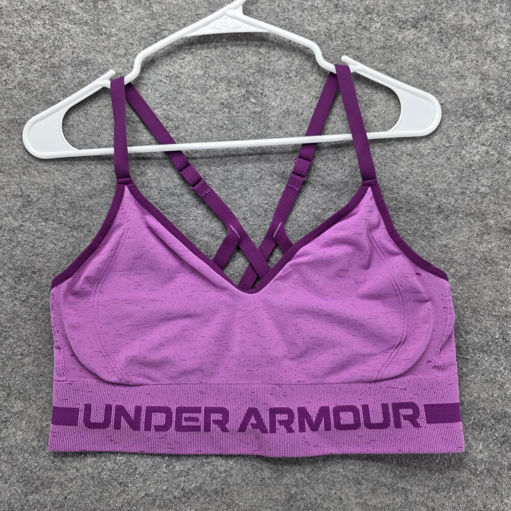 Under Armour Sports Bra Womens XL Purple Crossback Compression High Support